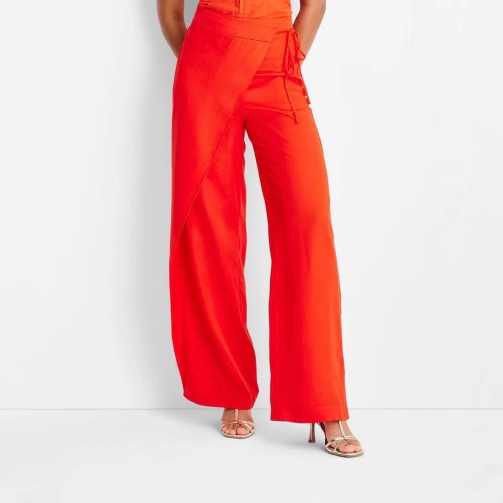 Women's Vibrant Orange Wrap Pants